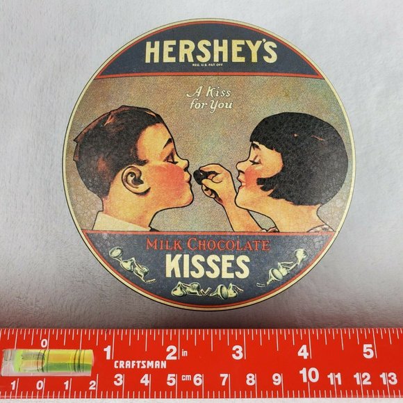 Vintage 1982 Hershey's Kisses Milk Chocolate Candy Tin/Can, 'A Kiss For You' - Picture 5 of 5